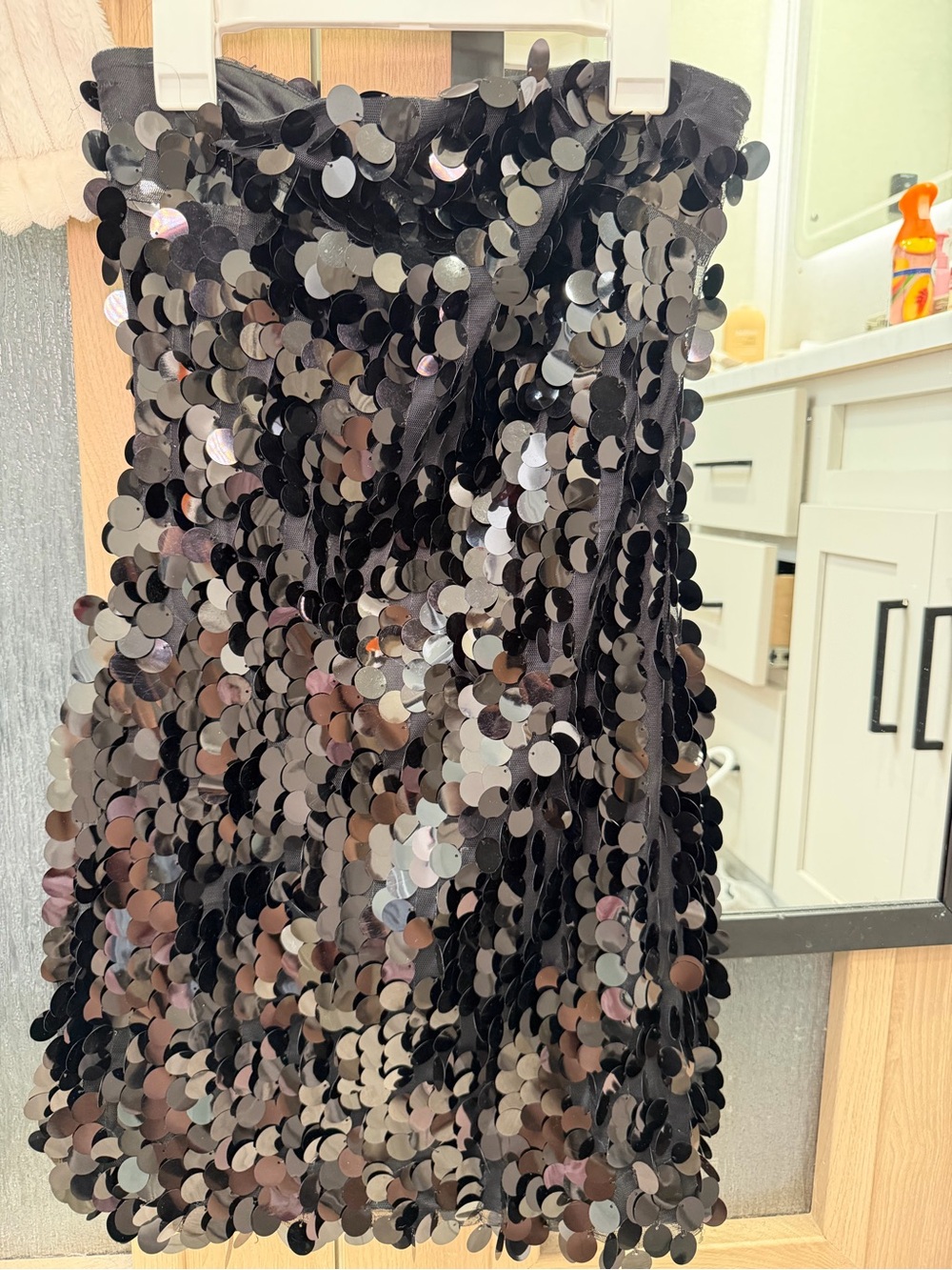 12th Tribe Black Sequin Mini Skirt
